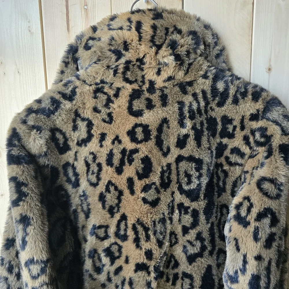 Vintage Olympia Limited Inc Leopard Print Faux Fur Parka Jacket Size Medium - Picture 10 of 12